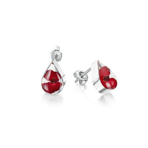 shaped and contain real poppy flowers contained within resin and mounted in sterling silver.